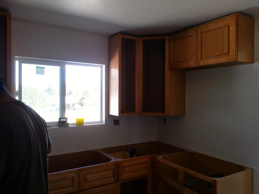 Before: Natural wood cabinet installation in Hacienda Heights kitchen remodel