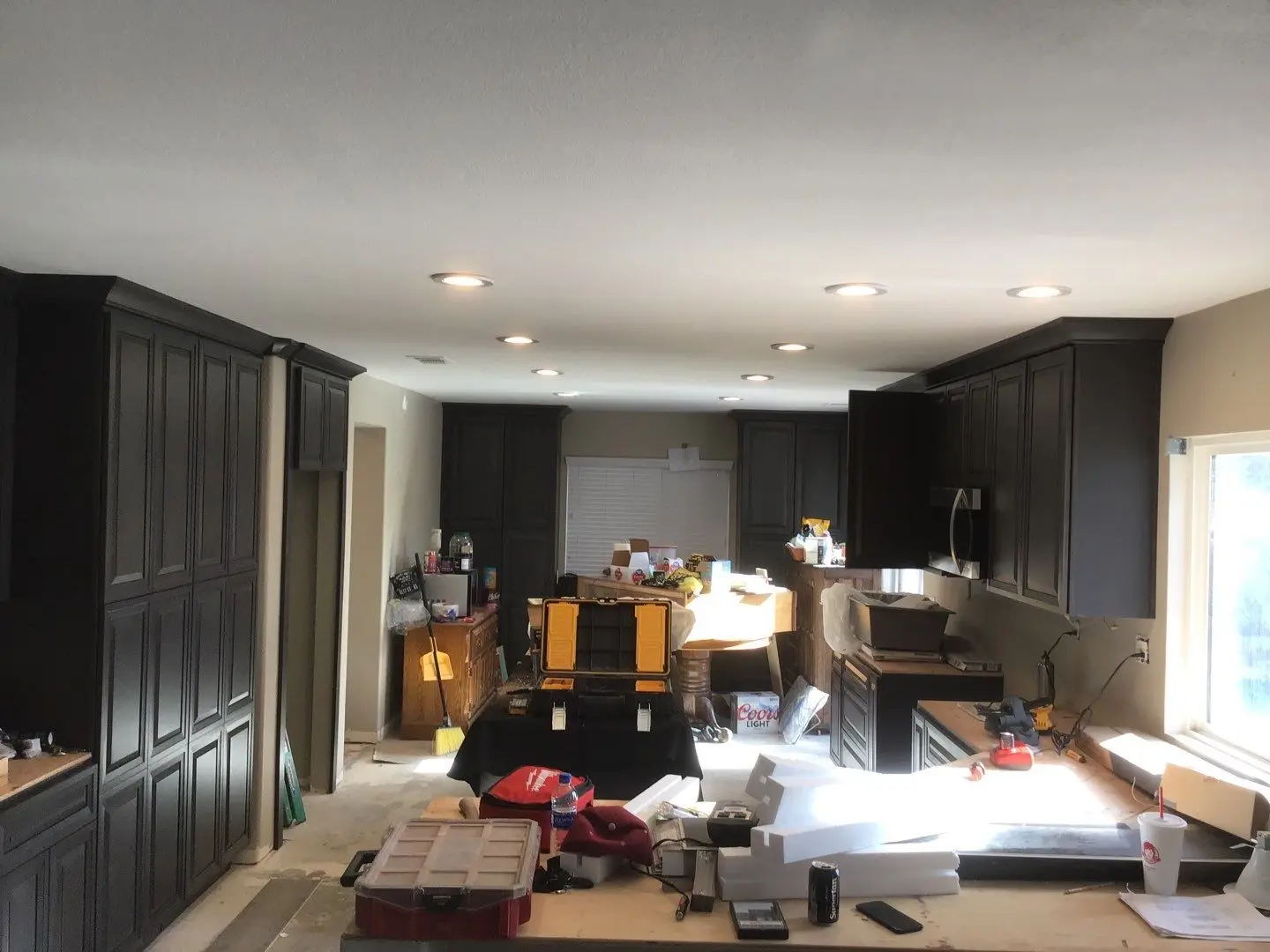 Beaumont water damage restoration project by PL Builders showing Chimney Leak Water Damage Packout and Reconstruction