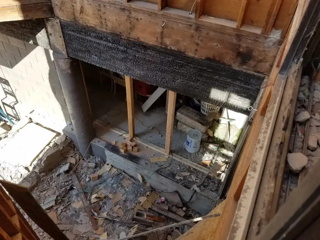 Before: Palm Springs 3-Story Fire Damage Structural Beam Replacement project photos from PL Builders